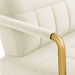 Yaheetech Beige 75.5 Cm W Velvet Accent Armchair With Gold Metal Frame - thumbnail 9