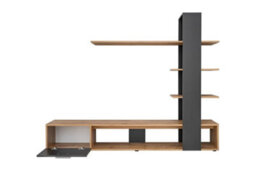 Arte Eco Contemporary Entertainment Media Unit 1 Door Shelves Oak Wotan Effect & Black (W)1900mm (H)1520mm (D)350mm - thumbnail 3