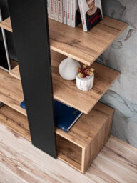 Arte Eco Contemporary Entertainment Media Unit 1 Door Shelves Oak Wotan Effect & Black (W)1900mm (H)1520mm (D)350mm - thumbnail 4