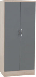 Seconique Nevada 2 Door All Hanging Wardrobe In Grey Gloss And Light Oak Effect Veneer - thumbnail 1