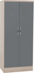 Seconique Nevada 2 Door All Hanging Wardrobe In Grey Gloss And Light Oak Effect Veneer - thumbnail 2