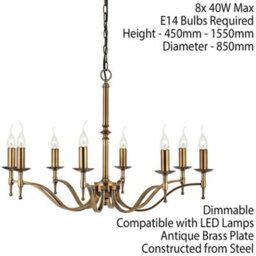 Avery Ceiling Pendant Chandelier Light 8 Lamp Antique Brass Curved Candelabra - thumbnail 2