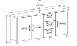 Arte Olin 47 Spacious Sideboard Cabinet In Appenzeller Fichte Oak & Black Matt - W1920mm X H790mm X D430mm - thumbnail 4
