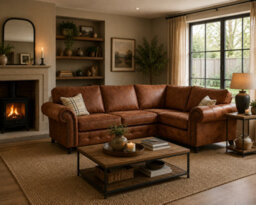 SC FURNITURE LIMITED Tan Brown Fabric Corner Sofa 2C1 Right Hand Facing Oldham - thumbnail 1