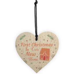 Red Ocean First Christmas New Home Gift Personalised Wood Heart Tree Decoration Bauble - thumbnail 5