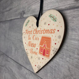 Red Ocean First Christmas New Home Gift Personalised Wood Heart Tree Decoration Bauble - thumbnail 7