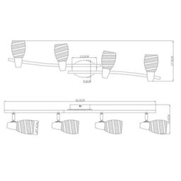 Luminosa Lighting Luminosa Roy Ceiling Spotlight Bar Chrome Satined Glass Shade 4X E14 - thumbnail 3
