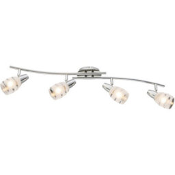 Luminosa Lighting Luminosa Roy Ceiling Spotlight Bar Chrome Satined Glass Shade 4X E14