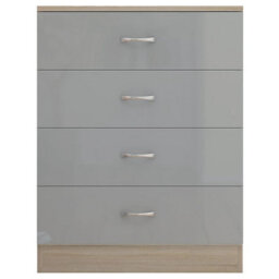 Harmin High Gloss Grey On Sonoma Oak Frame 4 Drawer Chest - thumbnail 9