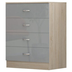 Harmin High Gloss Grey On Sonoma Oak Frame 4 Drawer Chest - thumbnail 8