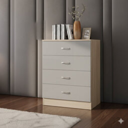 Harmin High Gloss Grey On Sonoma Oak Frame 4 Drawer Chest - thumbnail 2