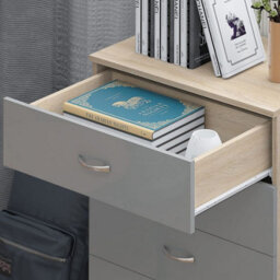 Harmin High Gloss Grey On Sonoma Oak Frame 4 Drawer Chest - thumbnail 3