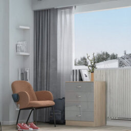 Harmin High Gloss Grey On Sonoma Oak Frame 4 Drawer Chest - thumbnail 4