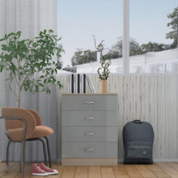 Harmin High Gloss Grey On Sonoma Oak Frame 4 Drawer Chest - thumbnail 7