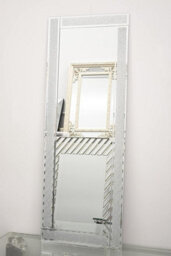 Biznest Full Length Sparkle Silver Glitter Wall Mirror Frame Glass Living Room Lounge 40X110Cm - thumbnail 1