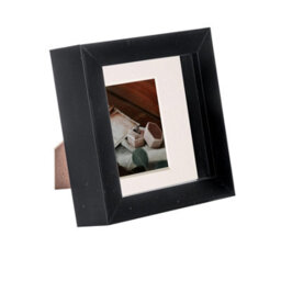 "Nicola Spring 4 X 4"" Photo Frame - Black/ivory Mount - 3D Photo Frame Picture Frame Box Portrait Display Case (12.5 X 12.5Cm)" - thumbnail 1