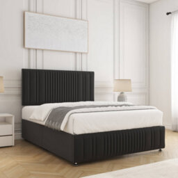 Bsspoke Rosie Divan Bed Black Plush Velvet 24Inch Headboard & Footboard No Mattress No Drawers In Small Double King 4Ft6 6Ft - thumbnail 3