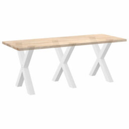 Berkfield Dining Table Legs X-Shaped 3 Pcs White 80X(72-73) Cm Steel - thumbnail 8