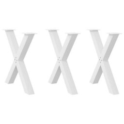 Berkfield Dining Table Legs X-Shaped 3 Pcs White 80X(72-73) Cm Steel - thumbnail 1