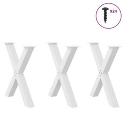 Berkfield Dining Table Legs X-Shaped 3 Pcs White 80X(72-73) Cm Steel - thumbnail 3