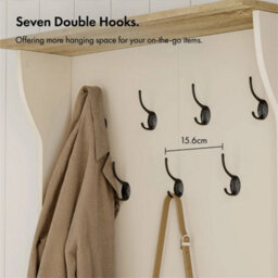 Cream Coat Stand With Shoe Storage, Hallway Unit & Storage Bench - thumbnail 4