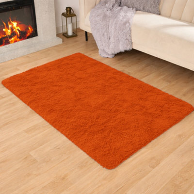 Aspire Homeware Non-Slip Rust Shaggy Rug Soft Fluffy Washable Floor And Kitchen Rug, (L)110Cm X (W)60Cm - image 1