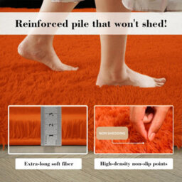 Aspire Homeware Non-Slip Rust Shaggy Rug Soft Fluffy Washable Floor And Kitchen Rug, (L)110Cm X (W)60Cm - thumbnail 4