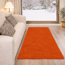 Aspire Homeware Non-Slip Rust Shaggy Rug Soft Fluffy Washable Floor And Kitchen Rug, (L)110Cm X (W)60Cm - thumbnail 6