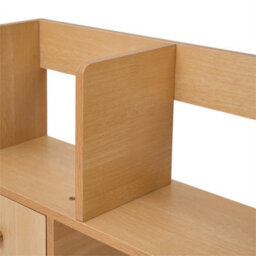 Natural Wood Colour - 80Cm -Basic Creative Wooden Desktop Bookshelf Organizer Office Desk Storage Shelf Tidy Rack - thumbnail 4