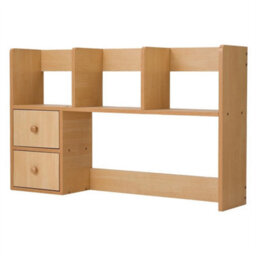 Natural Wood Colour - 80Cm -Basic Creative Wooden Desktop Bookshelf Organizer Office Desk Storage Shelf Tidy Rack - thumbnail 1