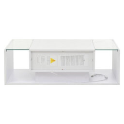 Abrihome High Gloss Coffee Table With Open Storage, 1 Drawer, Led Lights,  Coffee End Table For Living Room, Office, 100X50X31Cm, White - thumbnail 9