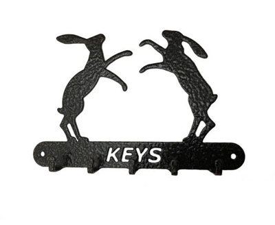 Poppy Forge Boxing Hares Key Holder - Steel - W9 X H15 Cm - Black - image 1