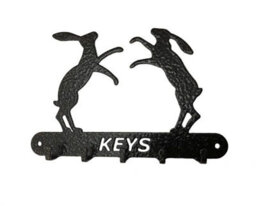 Poppy Forge Boxing Hares Key Holder - Steel - W9 X H15 Cm - Black - thumbnail 1