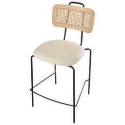 Wyld And Coco Set Of 2 Bar Chairs Light Beige Faux Leather With Pe Rattan Back, W48 X D52 X H97Cm - thumbnail 6