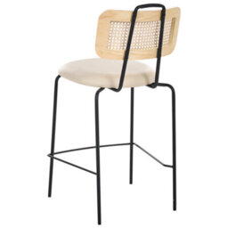 Wyld And Coco Set Of 2 Bar Chairs Light Beige Faux Leather With Pe Rattan Back, W48 X D52 X H97Cm - thumbnail 5