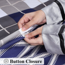 Aspire Homeware Printed Microfiber Duvet Cover Set, Navy Check Reversible, Super King, (L)220Cm X (W)260Cm - thumbnail 3