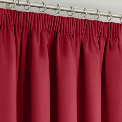 Velosso Manhattan Pencil Pleat Blackout Curtains - Red
