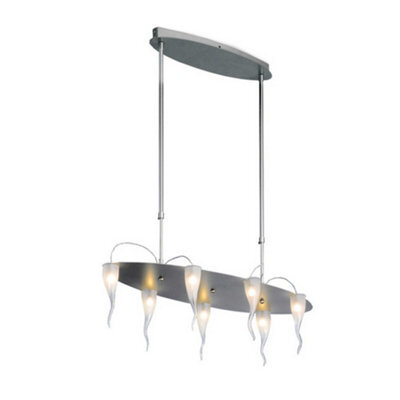 Luminosa Lighting Luminosa 7 Light Straight Bar Pendant Ceiling Light Satin Nickel