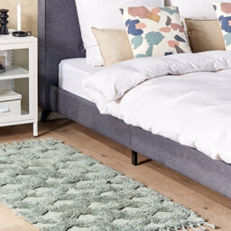 Wyld And Coco Green Cotton Area Rug 80 X 150 Cm Hand-Tufted Low Pile - Boho Soft Rectangle - thumbnail 2