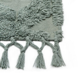 Wyld And Coco Green Cotton Area Rug 80 X 150 Cm Hand-Tufted Low Pile - Boho Soft Rectangle - thumbnail 7