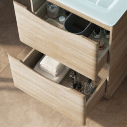 Plum&clay Eden Light Oak Floorstanding Vanity Unit With Round Resin Basin (W)600mm - thumbnail 3