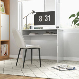 White Computer Desk, Home Writing Study Workstation With Storage - thumbnail 6