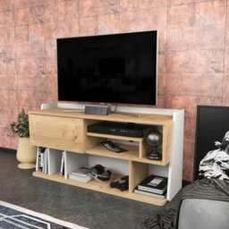 Decorotika Raca Tv Stand Tv Unit For Tvs Up To 55 Inch Sapphire Oak And White - thumbnail 2