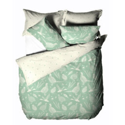 Furn. Moorland Birds Double Duvet Cover Set, Cotton, Polyester, Green - thumbnail 4