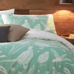 Furn. Moorland Birds Double Duvet Cover Set, Cotton, Polyester, Green - thumbnail 2