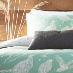 Furn. Moorland Birds Double Duvet Cover Set, Cotton, Polyester, Green - thumbnail 3