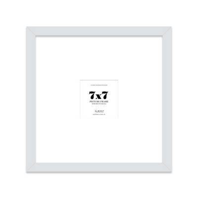 "7X7"" Light Grey Picture Frame - 7X7"" Square Frame With 3X3"" Mount For 7X7""/3X3"" Pictures Vintage Style Thin Edge, 1 Pack" - image 1