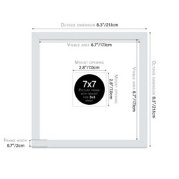 "7X7"" Light Grey Picture Frame - 7X7"" Square Frame With 3X3"" Mount For 7X7""/3X3"" Pictures Vintage Style Thin Edge, 1 Pack" - thumbnail 2