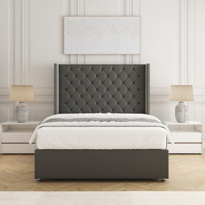 Bsspoke Olivia Divan Bed Set Grey Plush Velvet With 54Inch Headboard & Mattress No Drawers  In 3Ft 4Ft 4Ft6 5Ft 6Ft - image 1