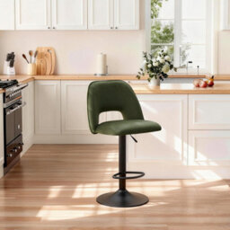 Sonara Adjustable Upholstered Velvet Bar Stools With Gas-Lift, Swivel And Footrest - thumbnail 1